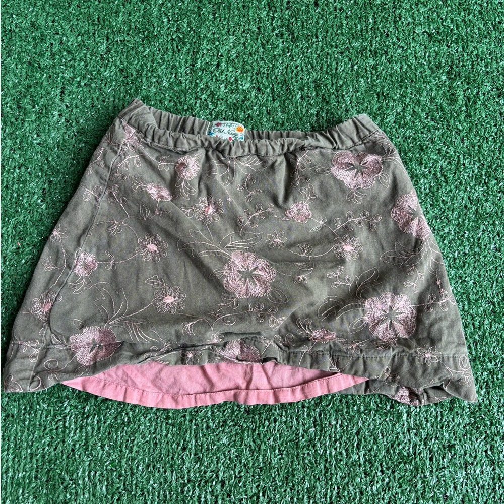 Old Navy Green and Pink Mini Skirt